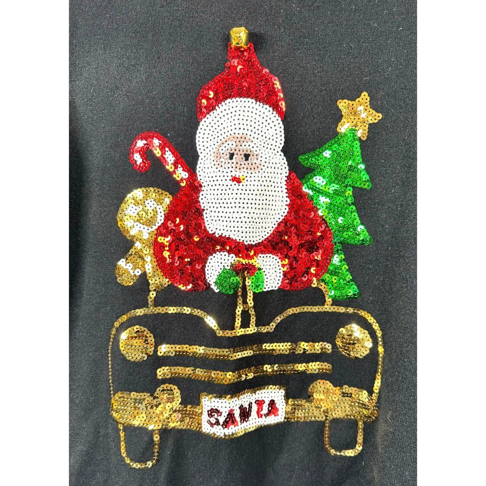 Knitwear by F&F Holiday Christmas Sweater Sequin Santa with bell US 8 NEW